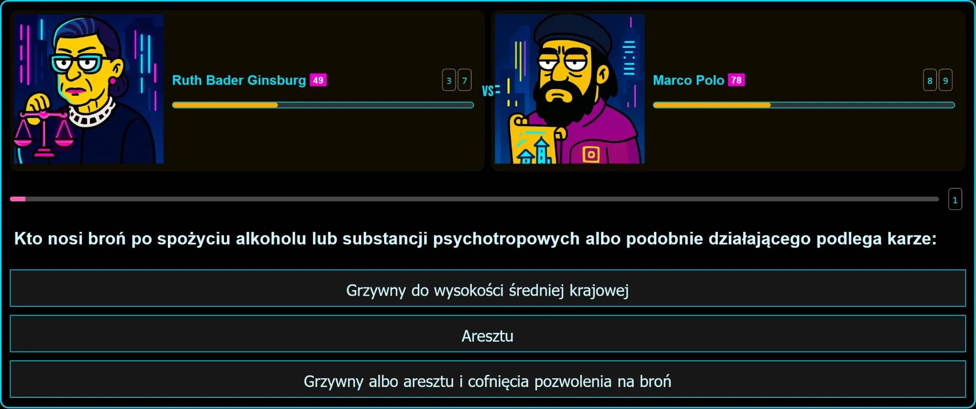 Pytanie egzaminacyjne o karę za noszenie broni po spożyciu alkoholu