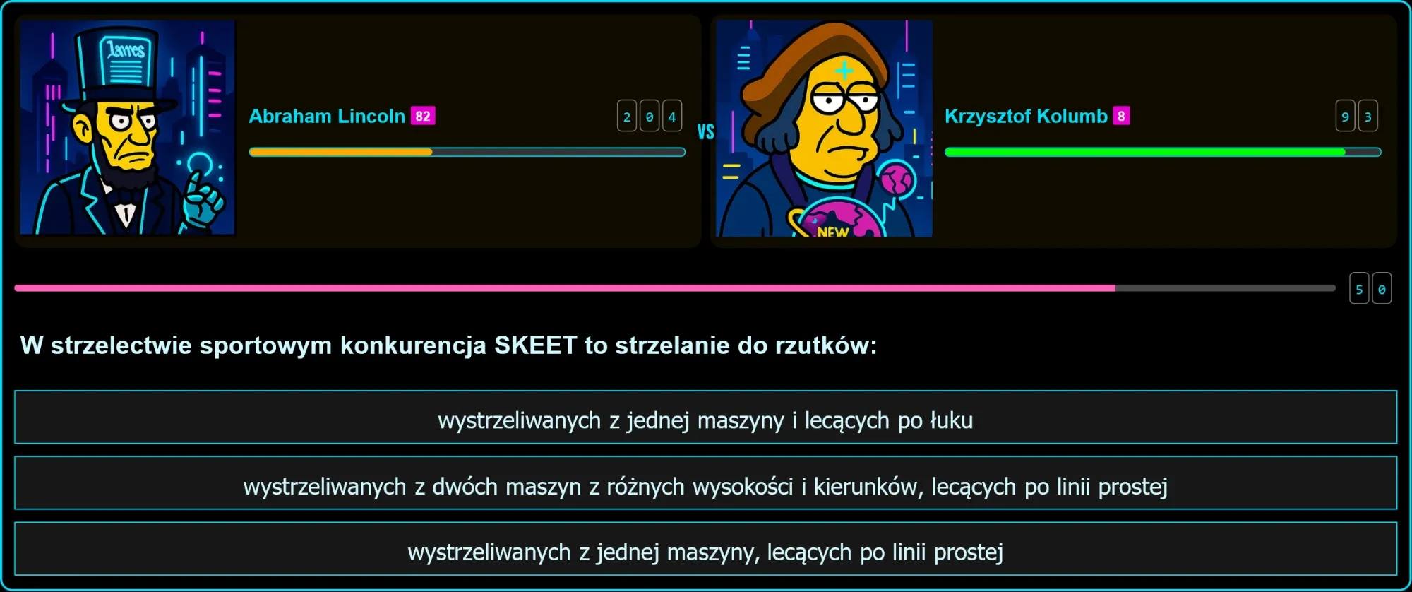 Osiem stanowisk strzeleckich w konkurencji skeet ułożonych w półkole