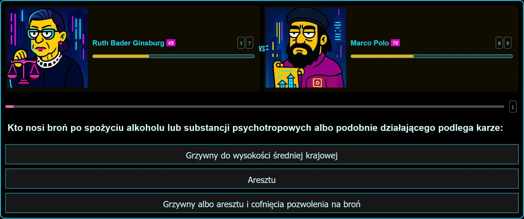 Pytanie egzaminacyjne o karę za noszenie broni po spożyciu alkoholu