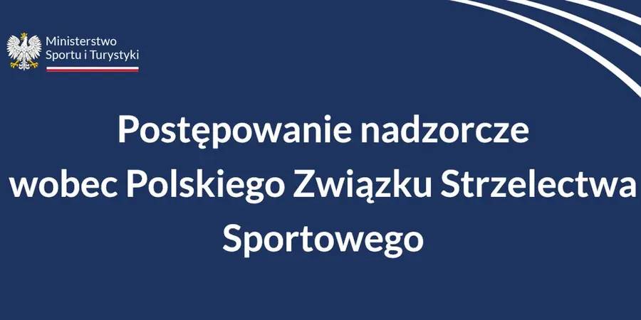 Logo Ministerstwa Sportu i PZSS na tle granatowym, z napisem 'Postępowanie nadzorcze'