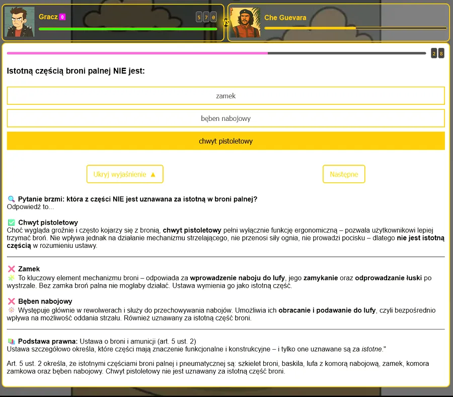 Co nie jest istotną częścią broni