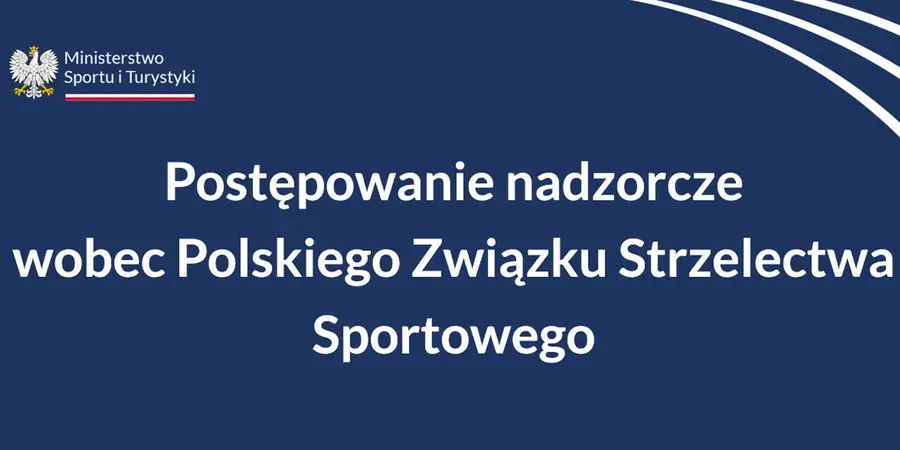 Logo Ministerstwa Sportu i PZSS na tle granatowym, z napisem 'Postępowanie nadzorcze'